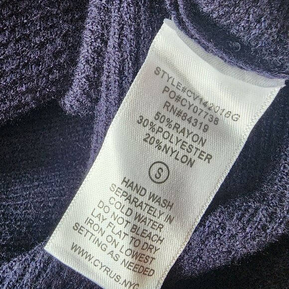 NEW Cyrus Womens Small Sweater Waffle Knit Turtle Cowl Neck Navy Blue Preppy - Picture 7 of 10